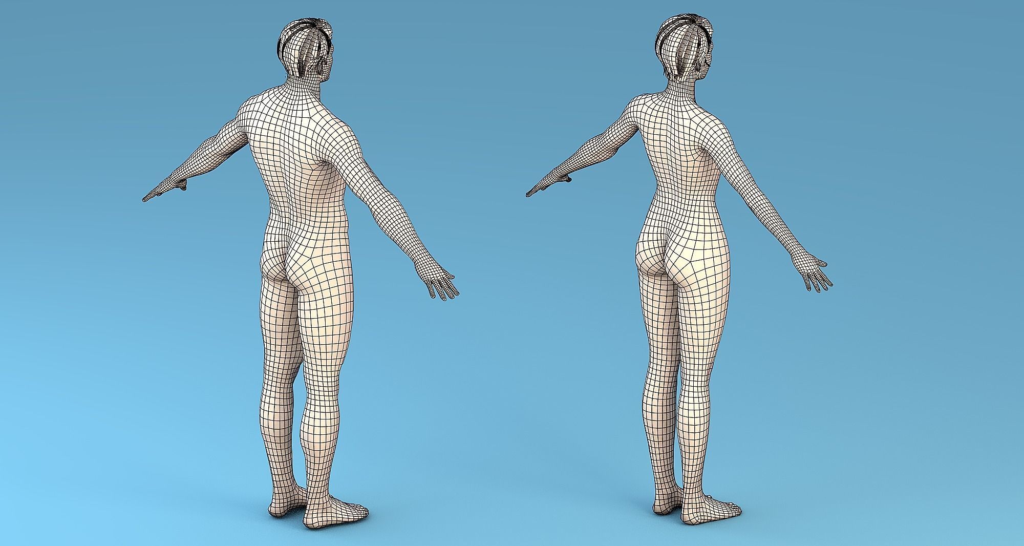 Character Male - Female Low-poly 3D model_4