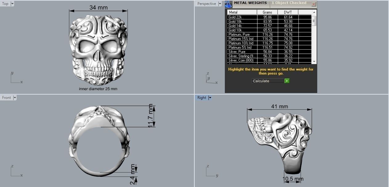 rings skull - 01 3D print model_8