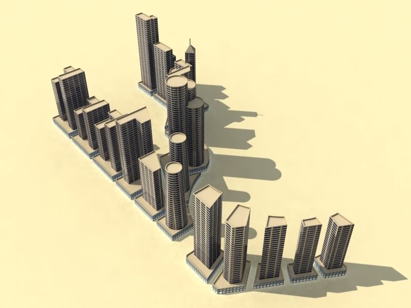 Residential Area Low-poly 3D model_2