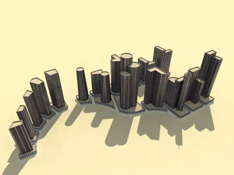 Residential Area Low-poly 3D model_0