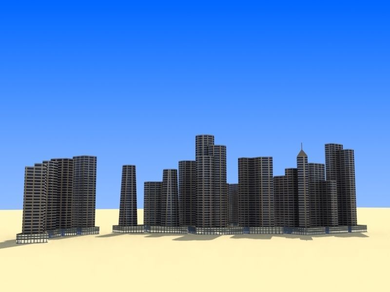 Residential Area Low-poly 3D model_1