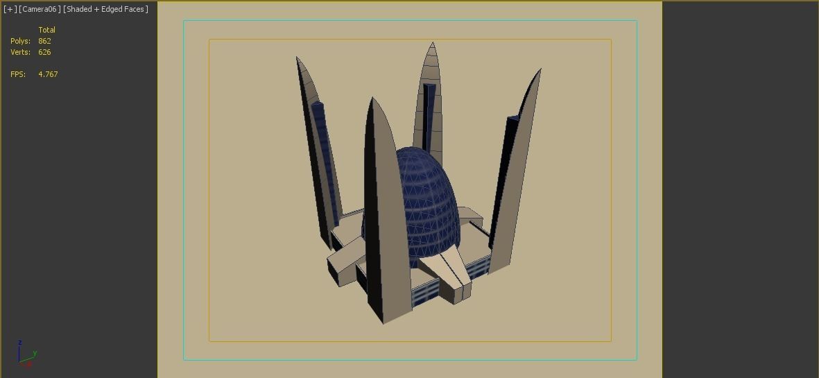 Public Center Low-poly 3D model_2