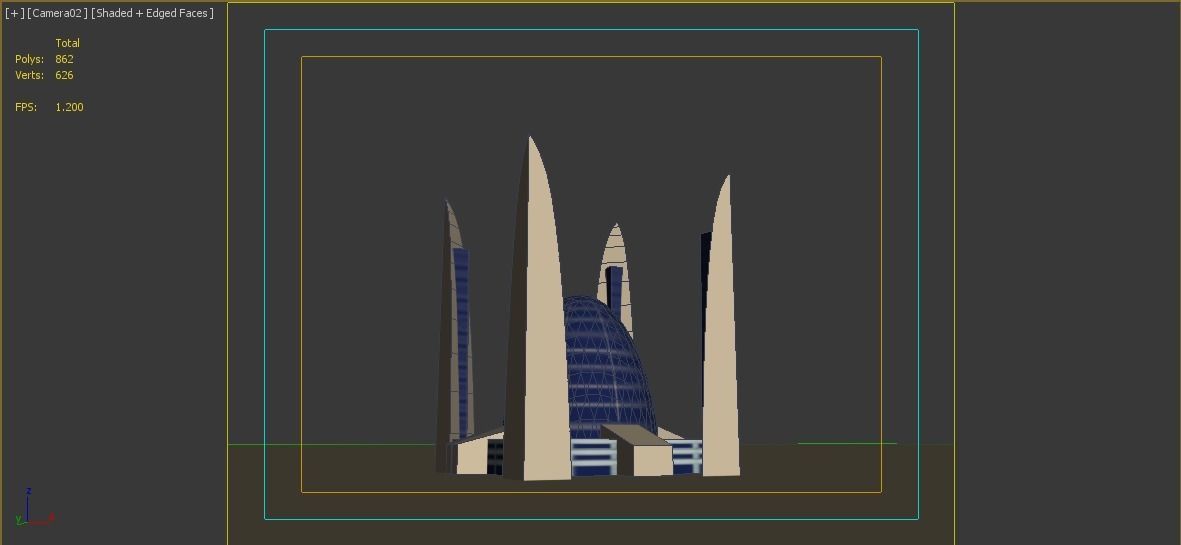 Public Center Low-poly 3D model_4