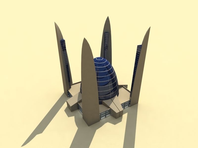 Public Center Low-poly 3D model_1