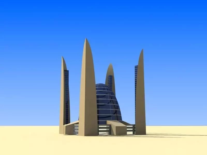 Public Center Low-poly 3D model_0