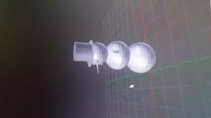 Snowman on computer screen Low-poly 3D model