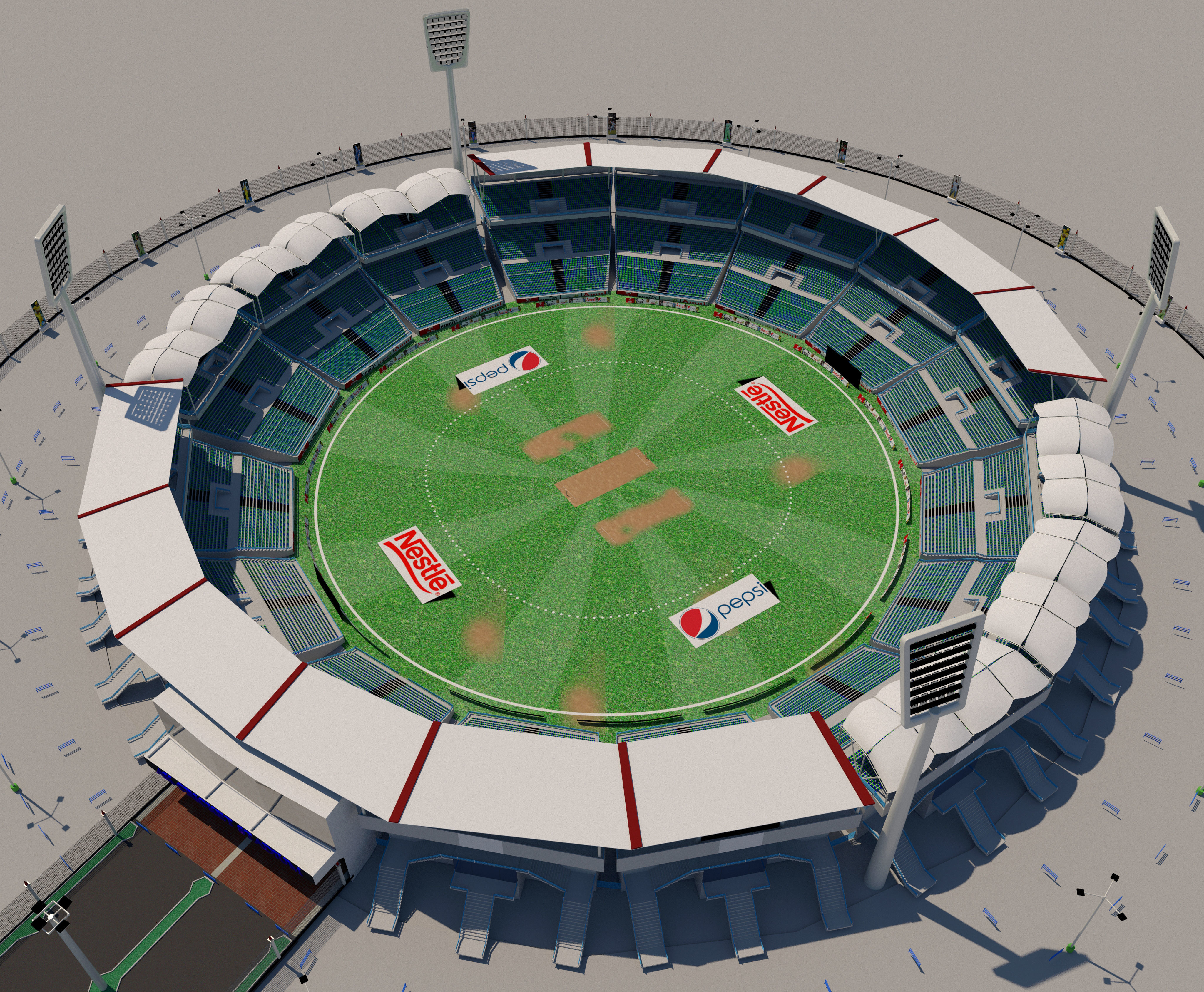 Cricket Stadium 3D model_1