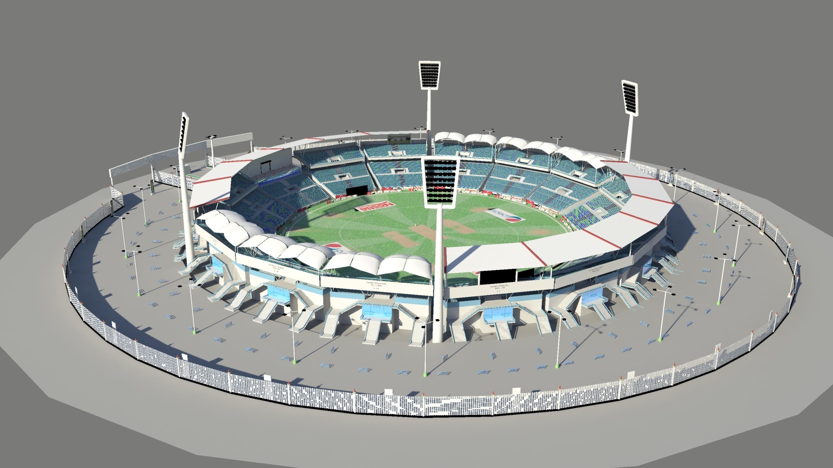 Cricket Stadium 3D model_2