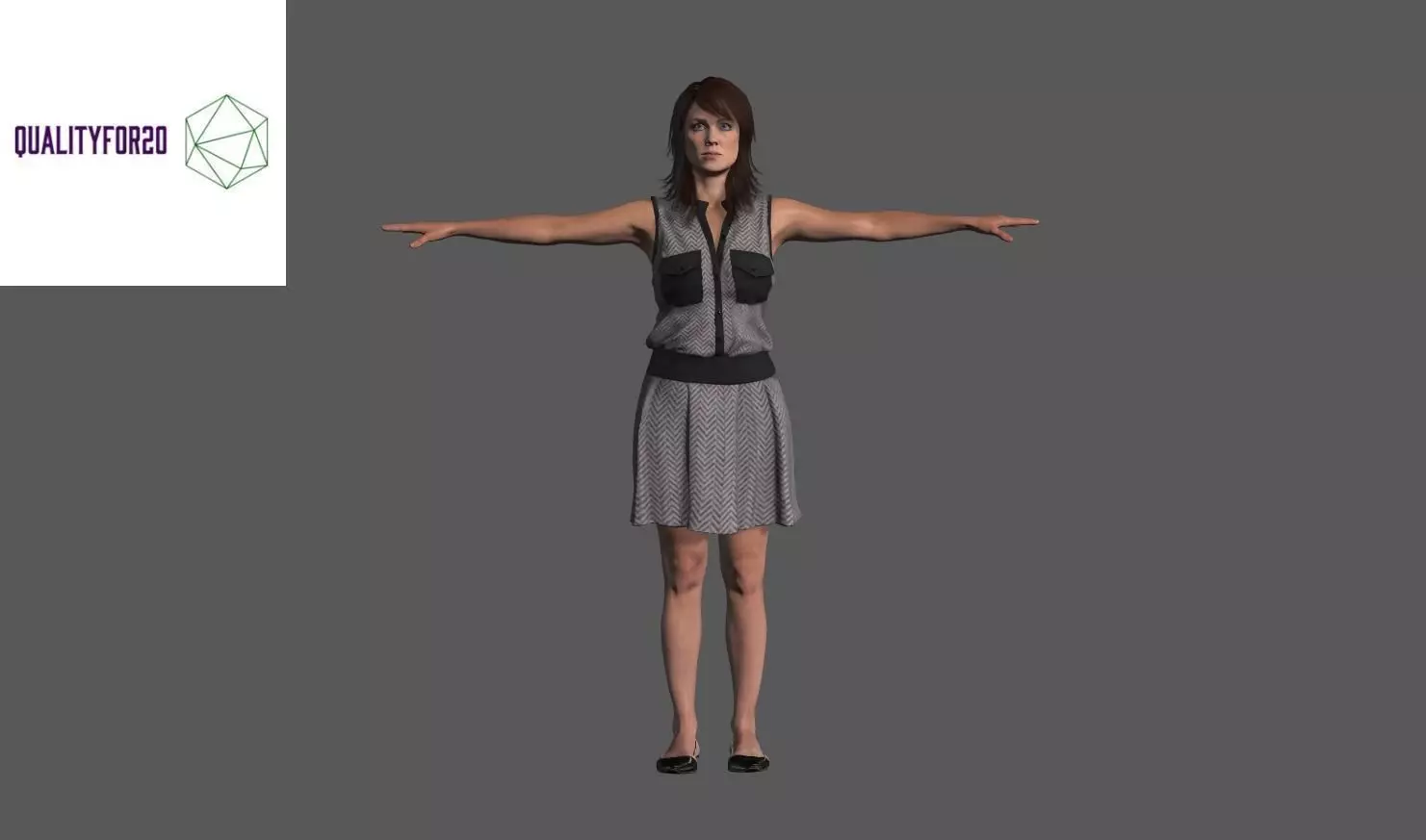 Woman with dress free Free low-poly 3D model