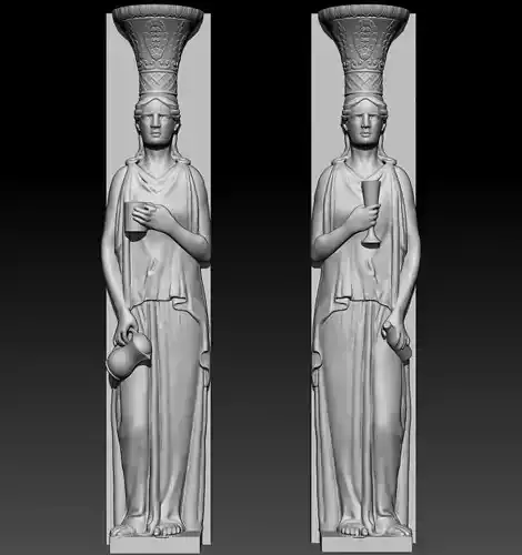 Caryatids two statues of woman holding cup
