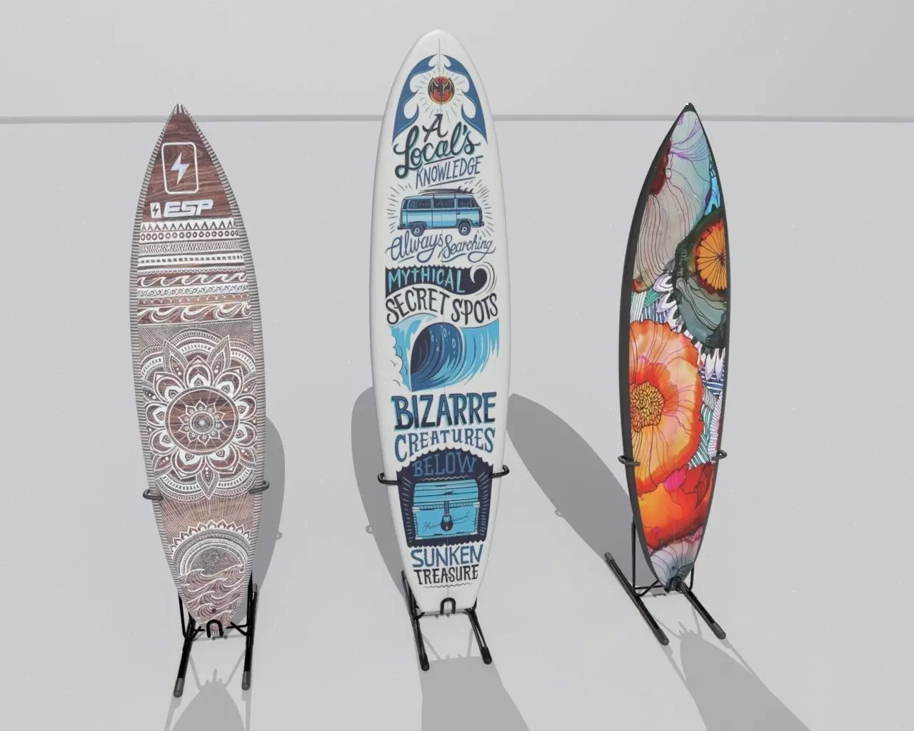 surfboard stand Low-poly 3D model