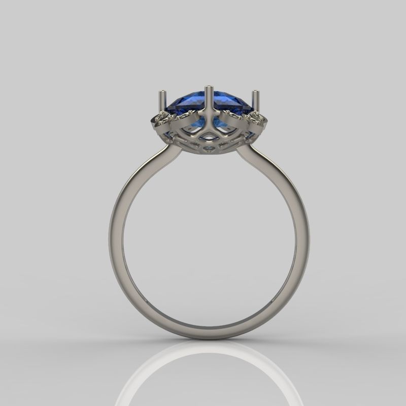 Women ring with gems and diamonds 3dm stl vintage 3D print model_5