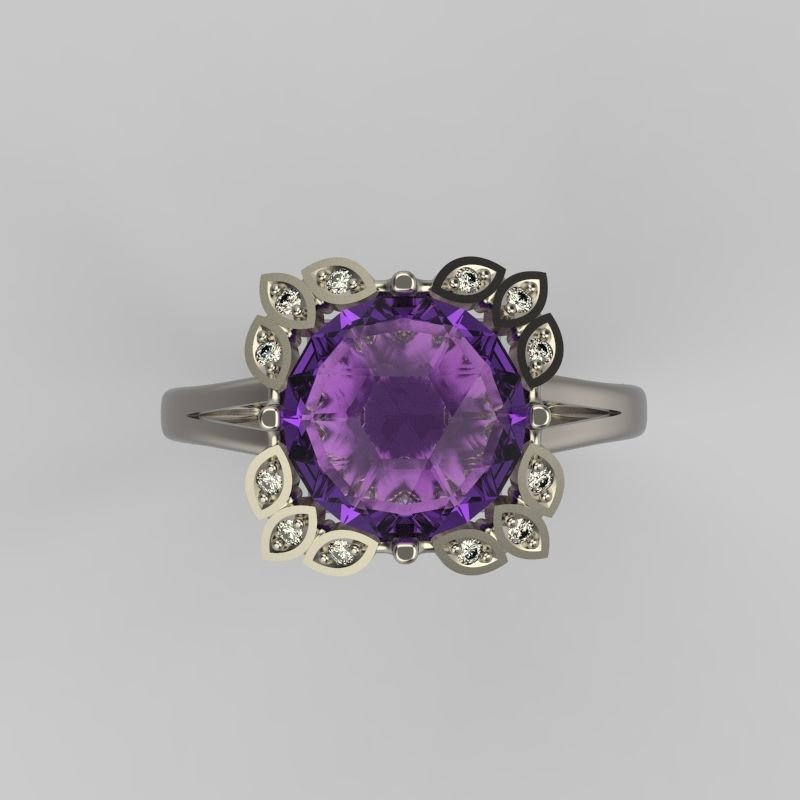 Women ring with gems and diamonds 3dm stl vintage 3D print model_12