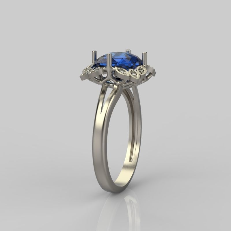 Women ring with gems and diamonds 3dm stl vintage 3D print model_7