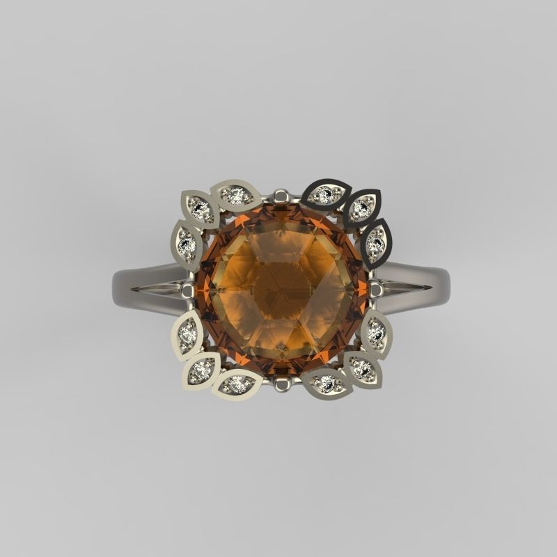 Women ring with gems and diamonds 3dm stl vintage 3D print model_17