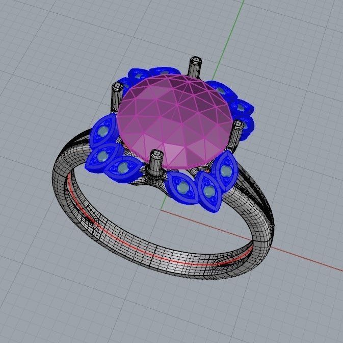 Women ring with gems and diamonds 3dm stl vintage 3D print model_33