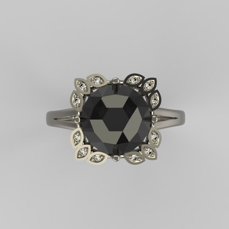 Women ring with gems and diamonds 3dm stl vintage 3D print model_13