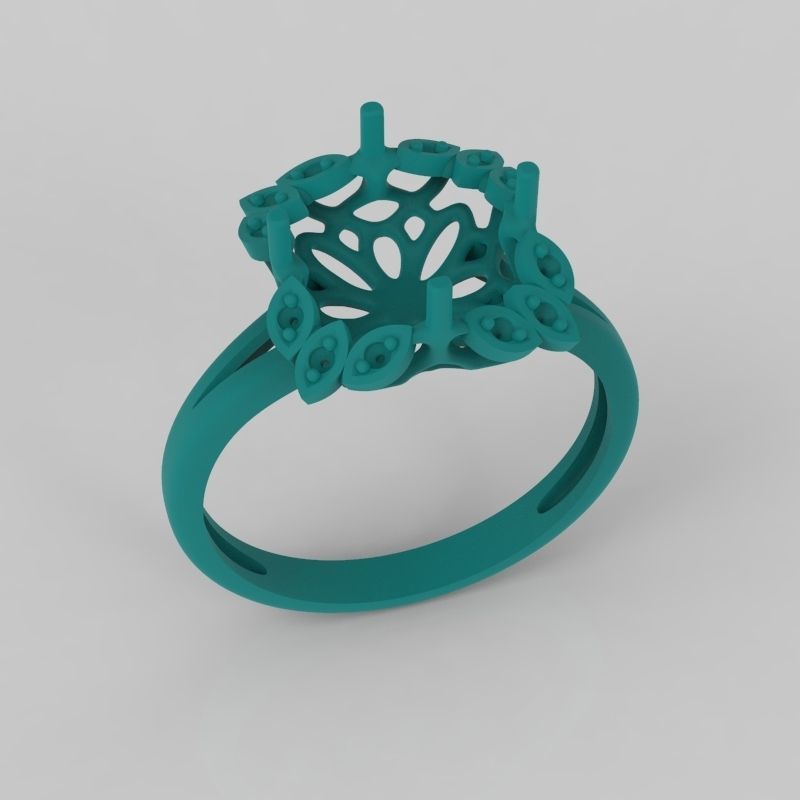 Women ring with gems and diamonds 3dm stl vintage 3D print model_19
