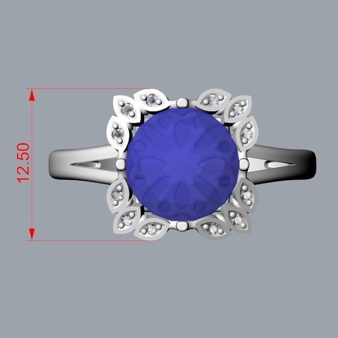 Women ring with gems and diamonds 3dm stl vintage 3D print model_32
