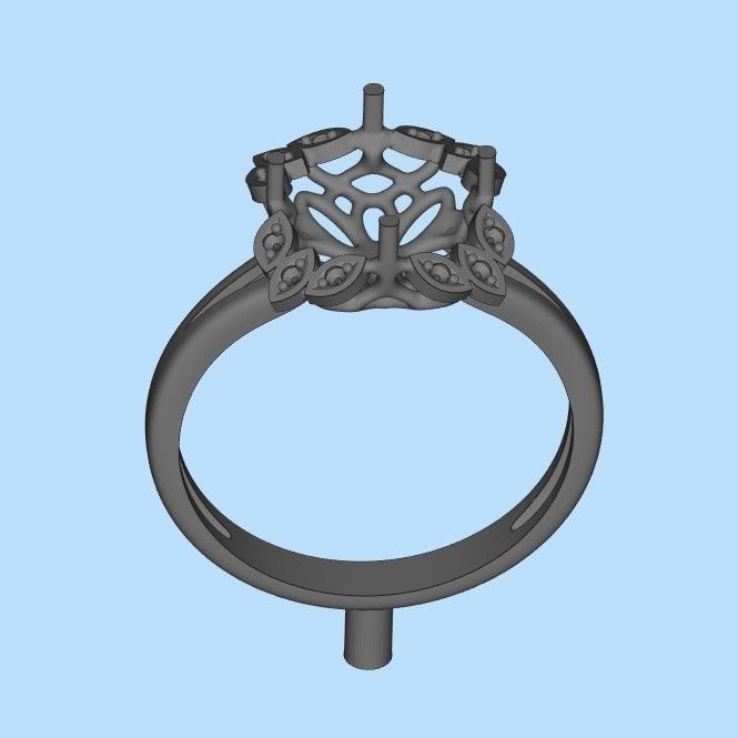 Women ring with gems and diamonds 3dm stl vintage 3D print model_25