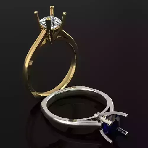 Engagement ring with one big gem 3D print model