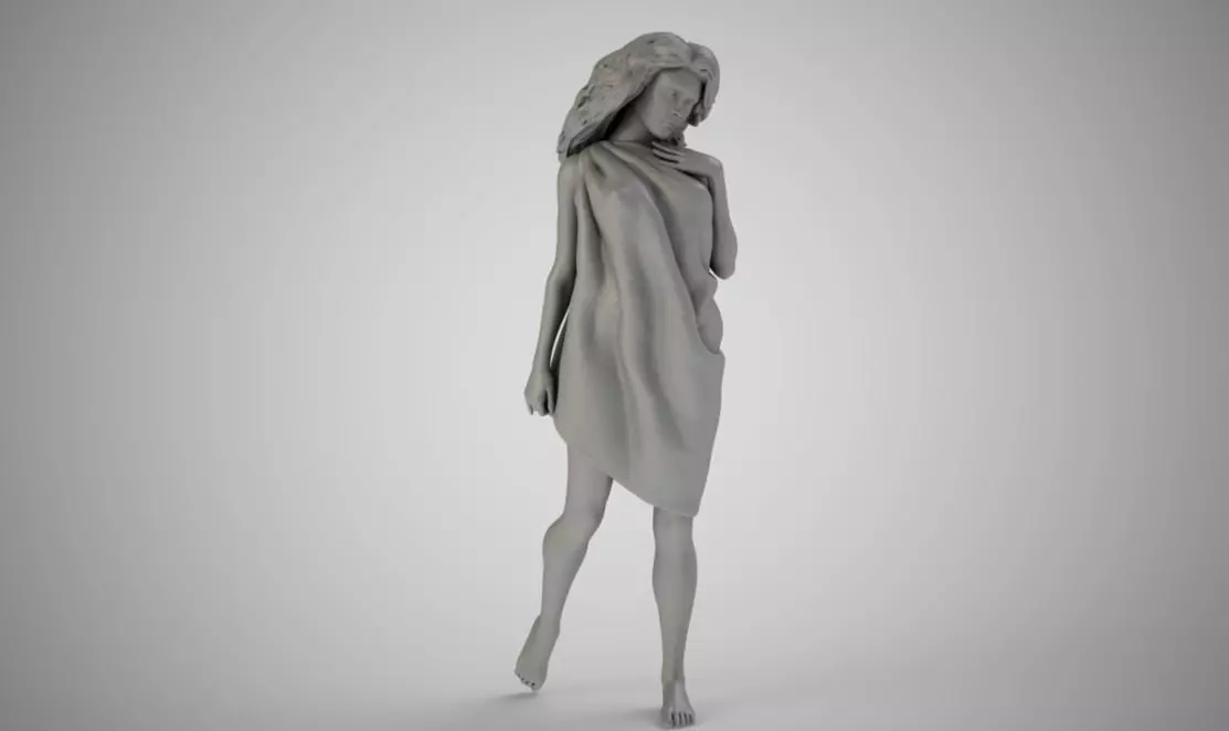 Patrician woman in dress 3D print model_0