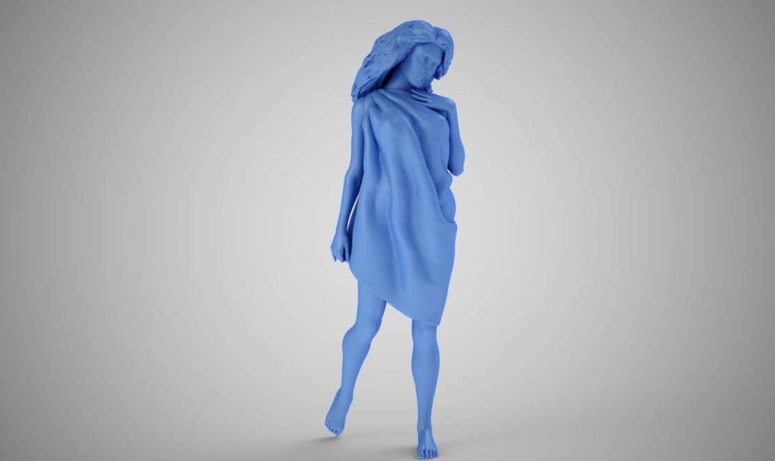 Patrician woman in dress 3D print model_5