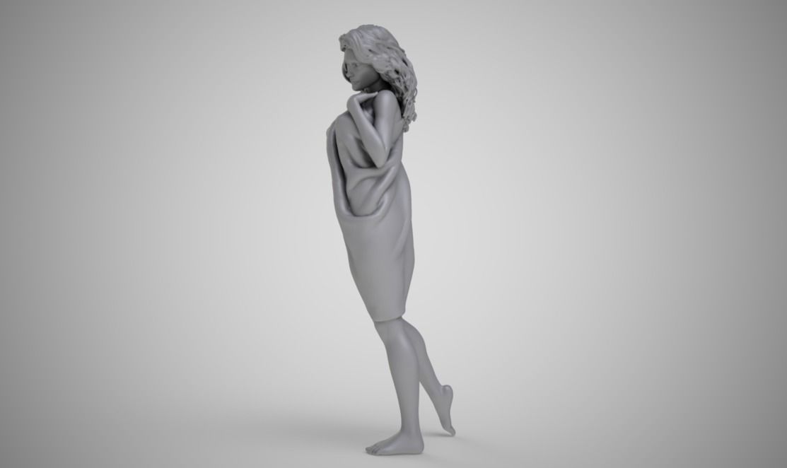 Patrician woman in dress 3D print model_3
