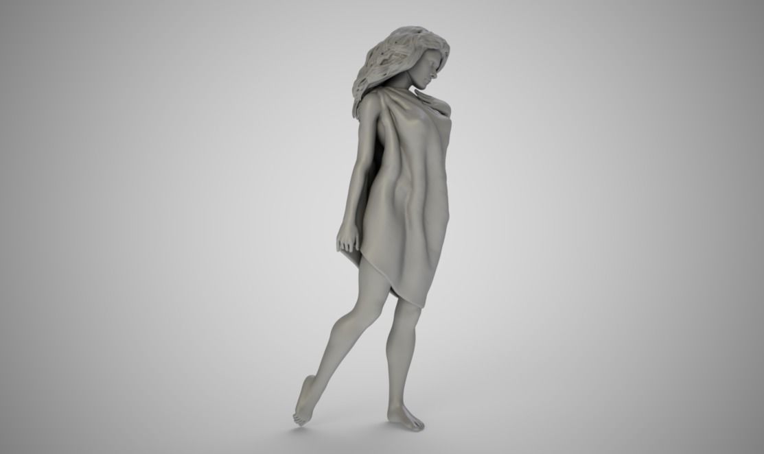 Patrician woman in dress 3D print model_1