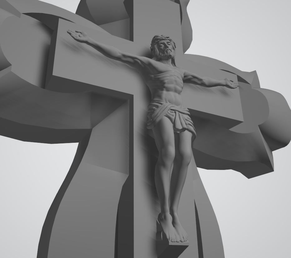 Cross with Jesus Christ 3D print model_2