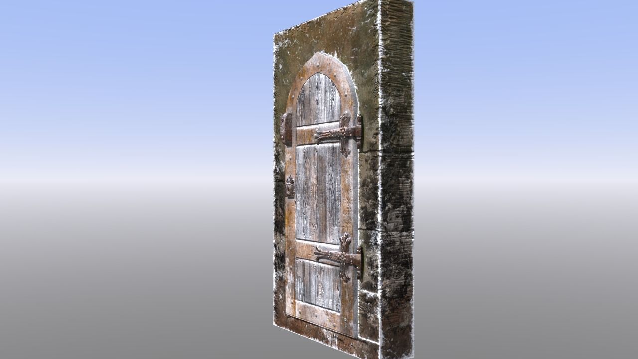 Medieval Dungeon or castle door Low-poly 3D model_5