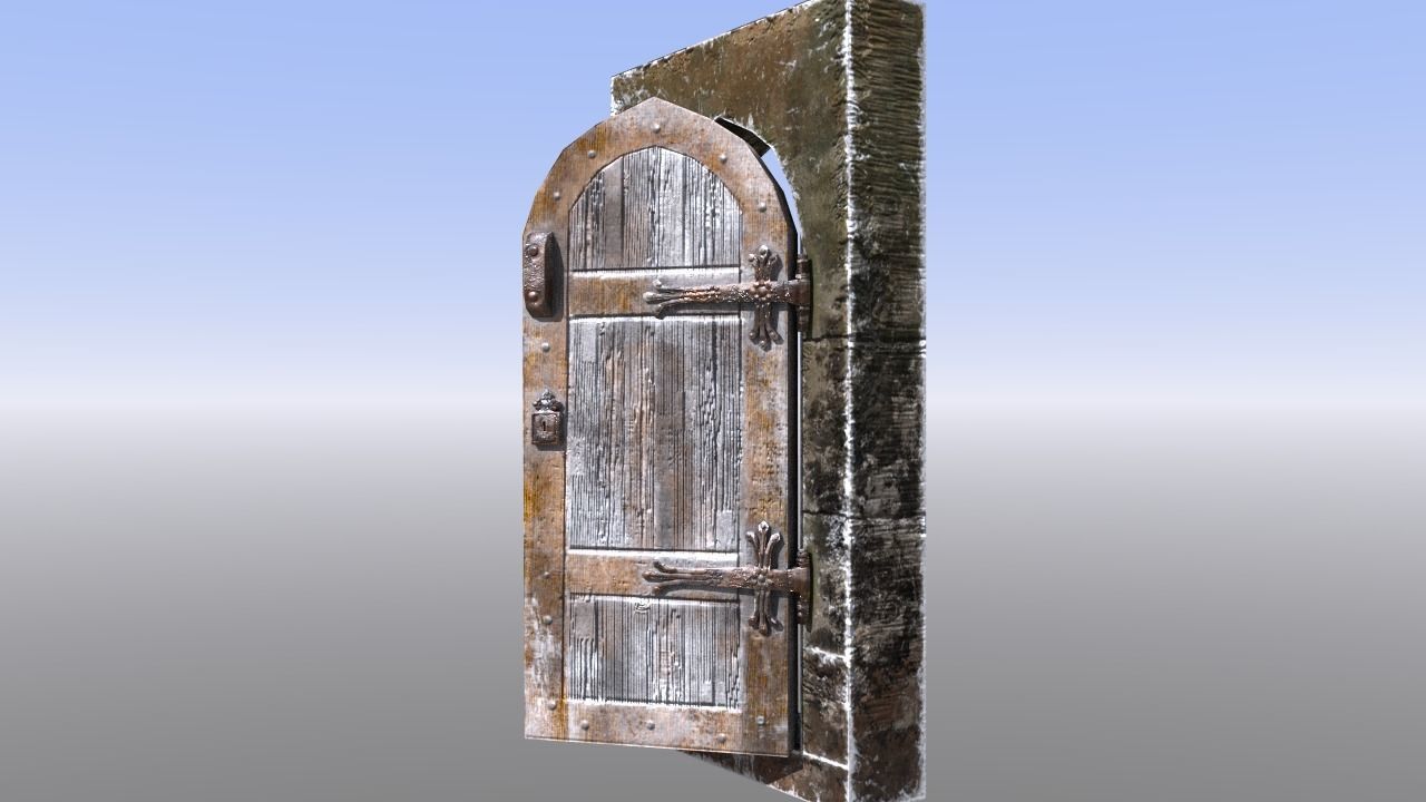 Medieval Dungeon or castle door Low-poly 3D model_2