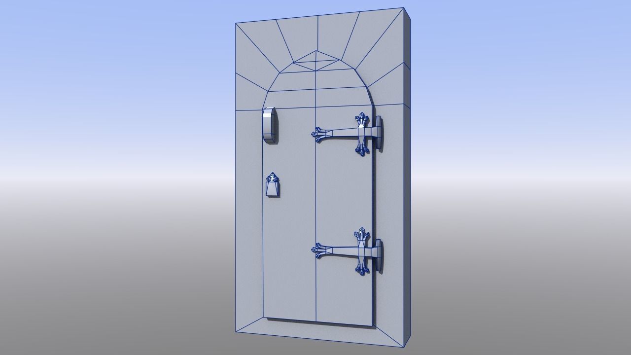 Medieval Dungeon or castle door Low-poly 3D model_9