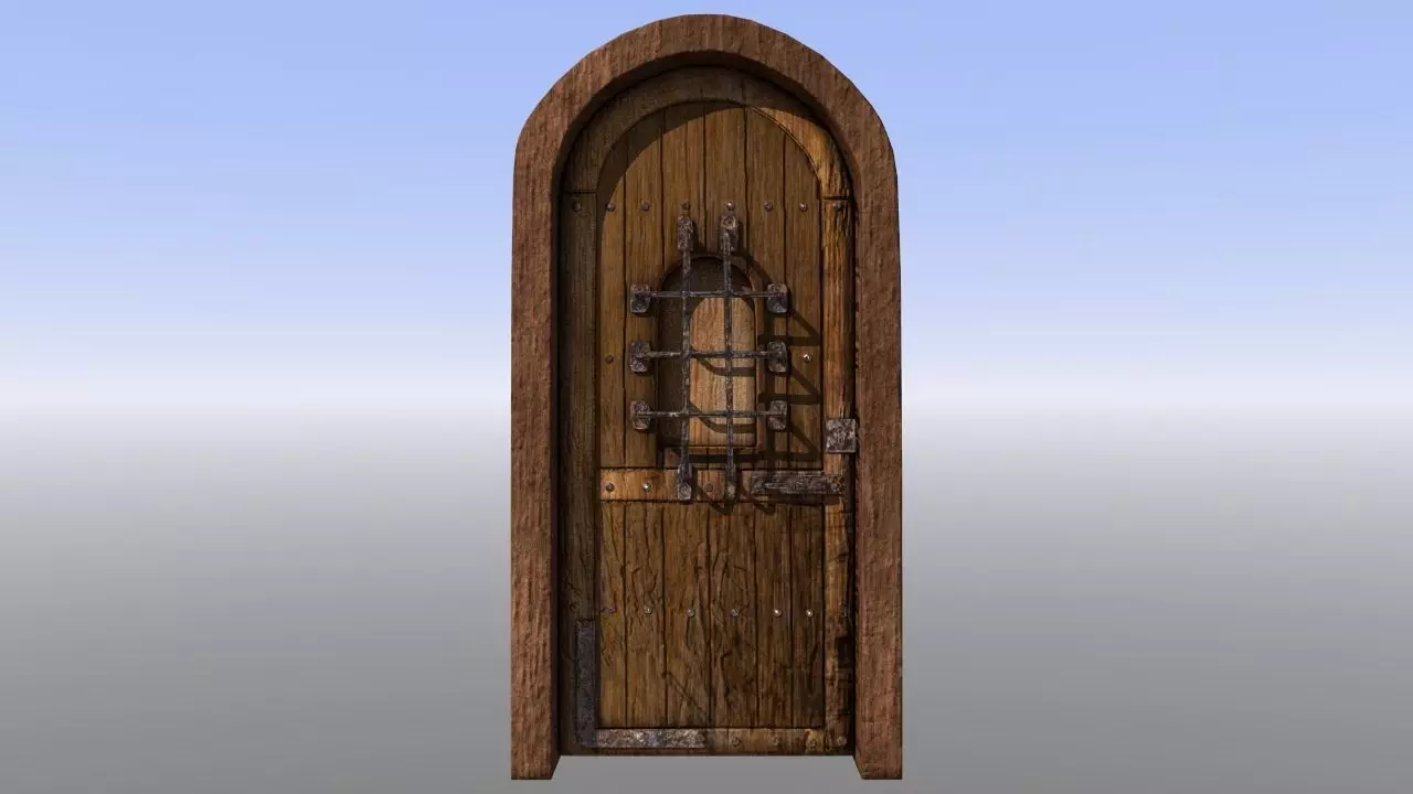 Dungeon Door castle or protected entryway Low-poly 3D model_0