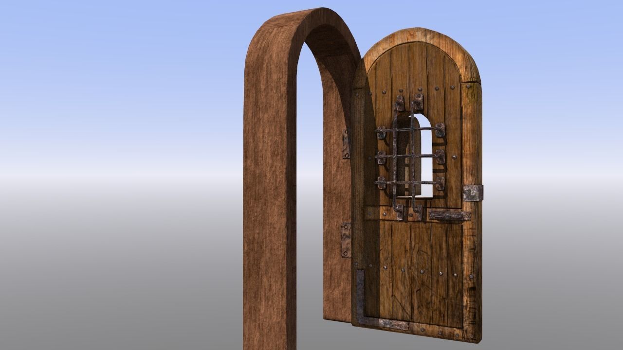 Dungeon Door castle or protected entryway Low-poly 3D model_6