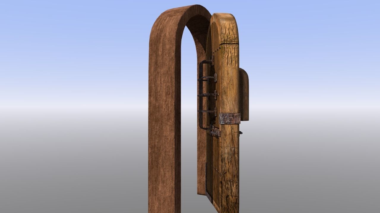Dungeon Door castle or protected entryway Low-poly 3D model_4