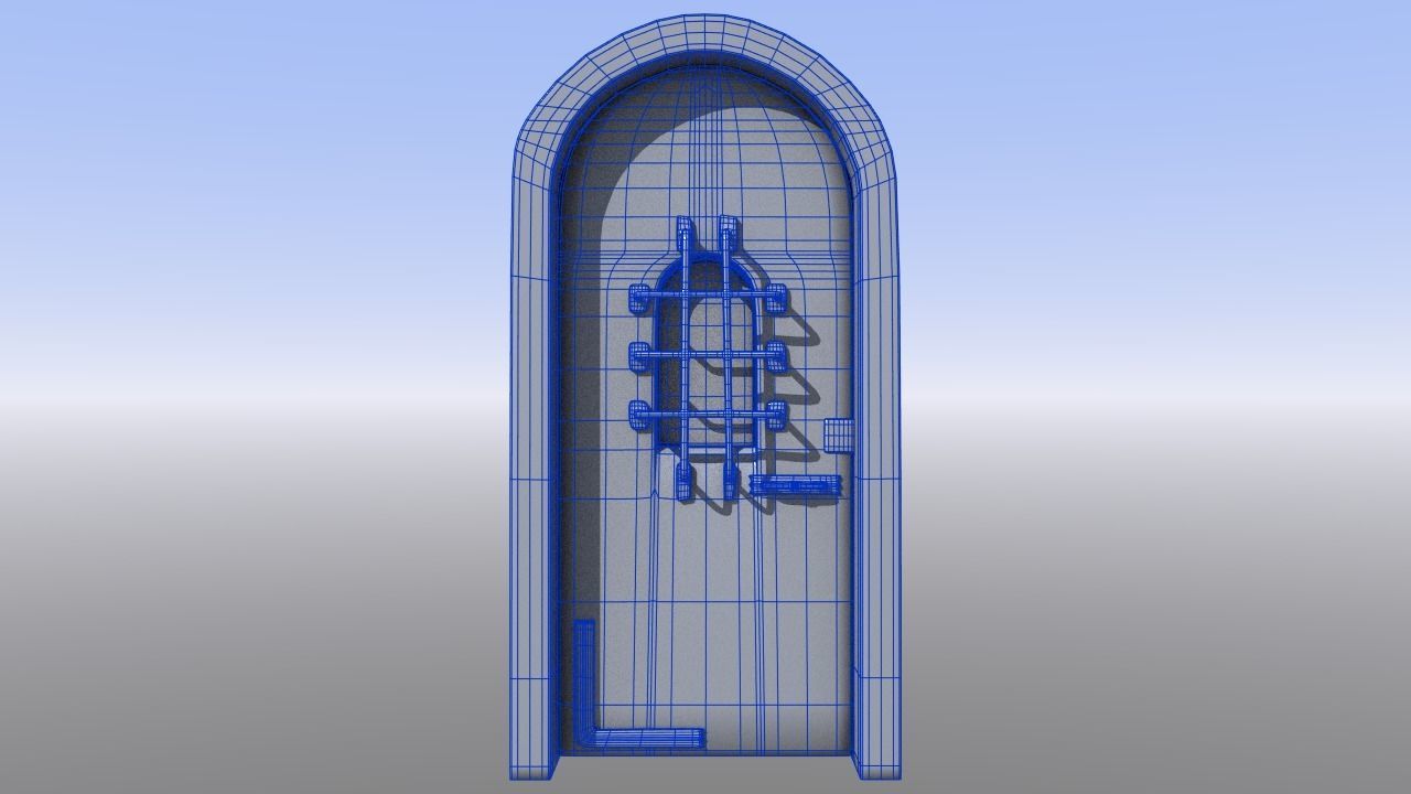 Dungeon Door castle or protected entryway Low-poly 3D model_8