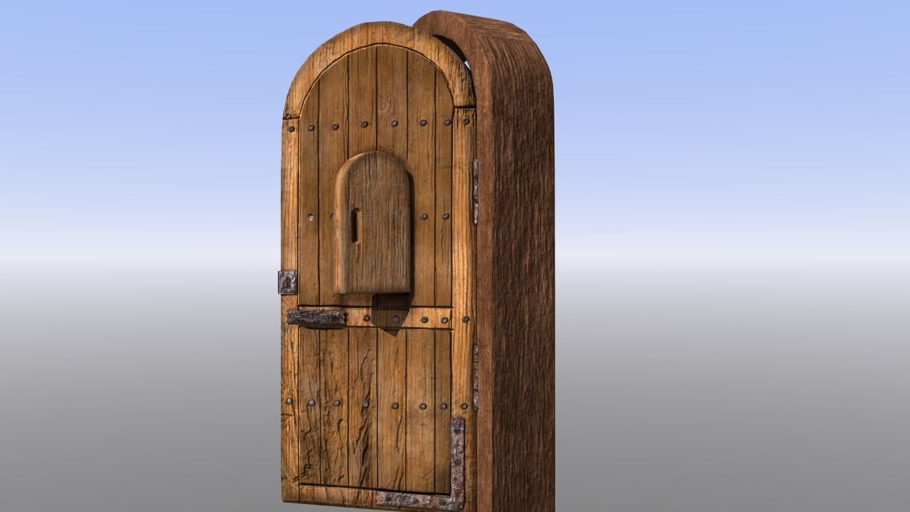 Dungeon Door castle or protected entryway Low-poly 3D model_7