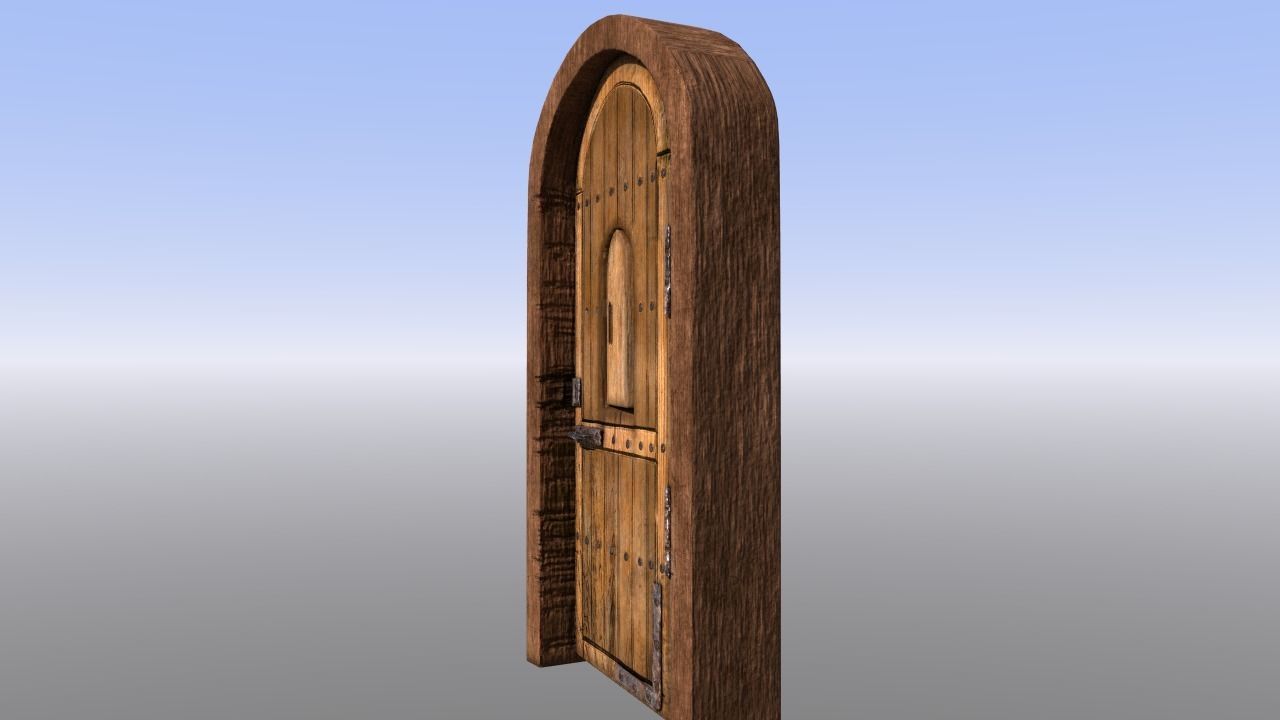 Dungeon Door castle or protected entryway Low-poly 3D model_2