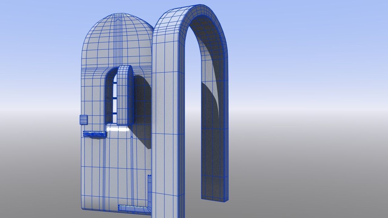 Dungeon Door castle or protected entryway Low-poly 3D model_10