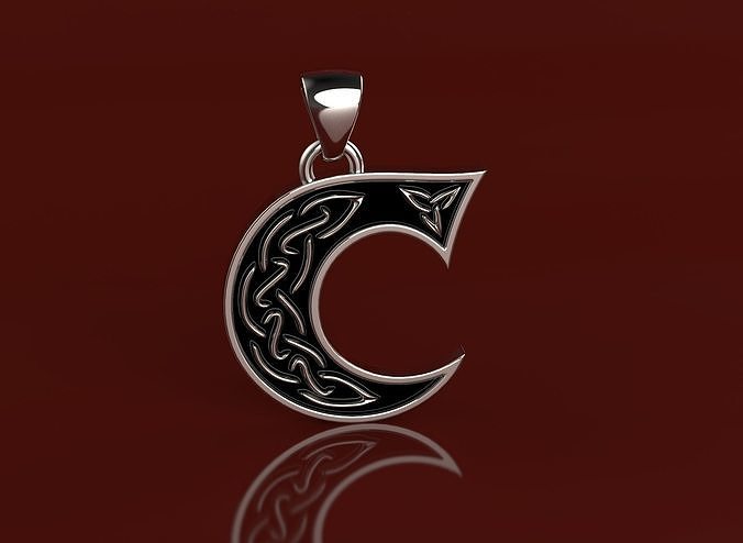 Letter pendant 3 with celtic pattern 3D print model