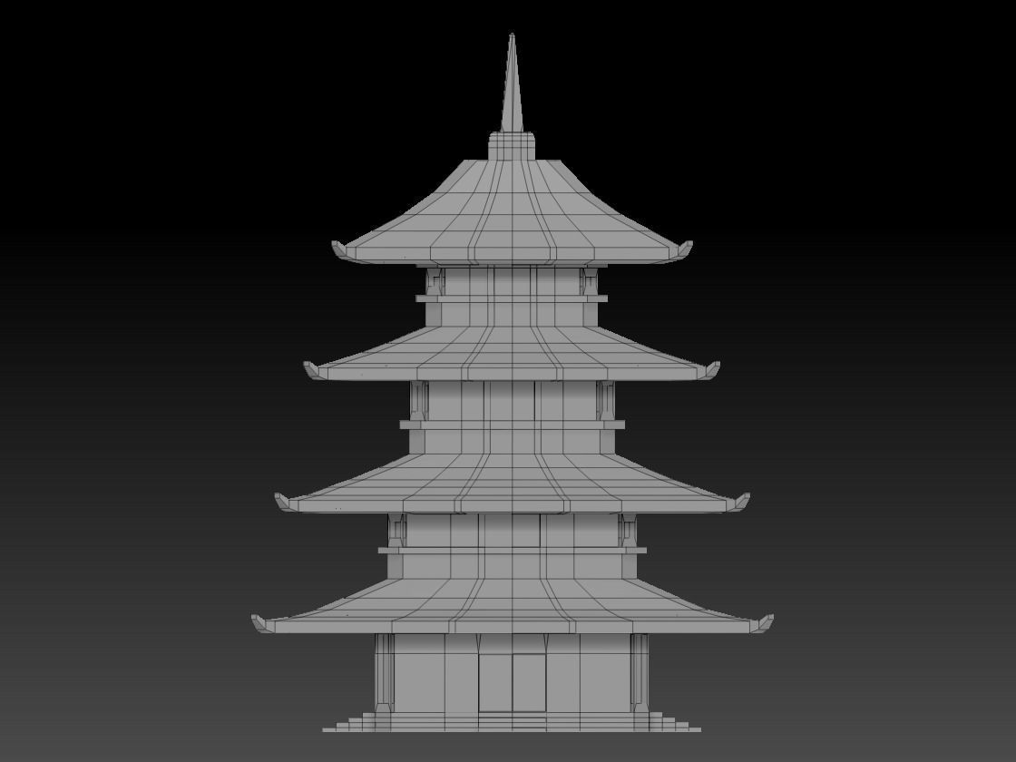 3D Pagoda Model with 4k textures Low-poly 3D model_12