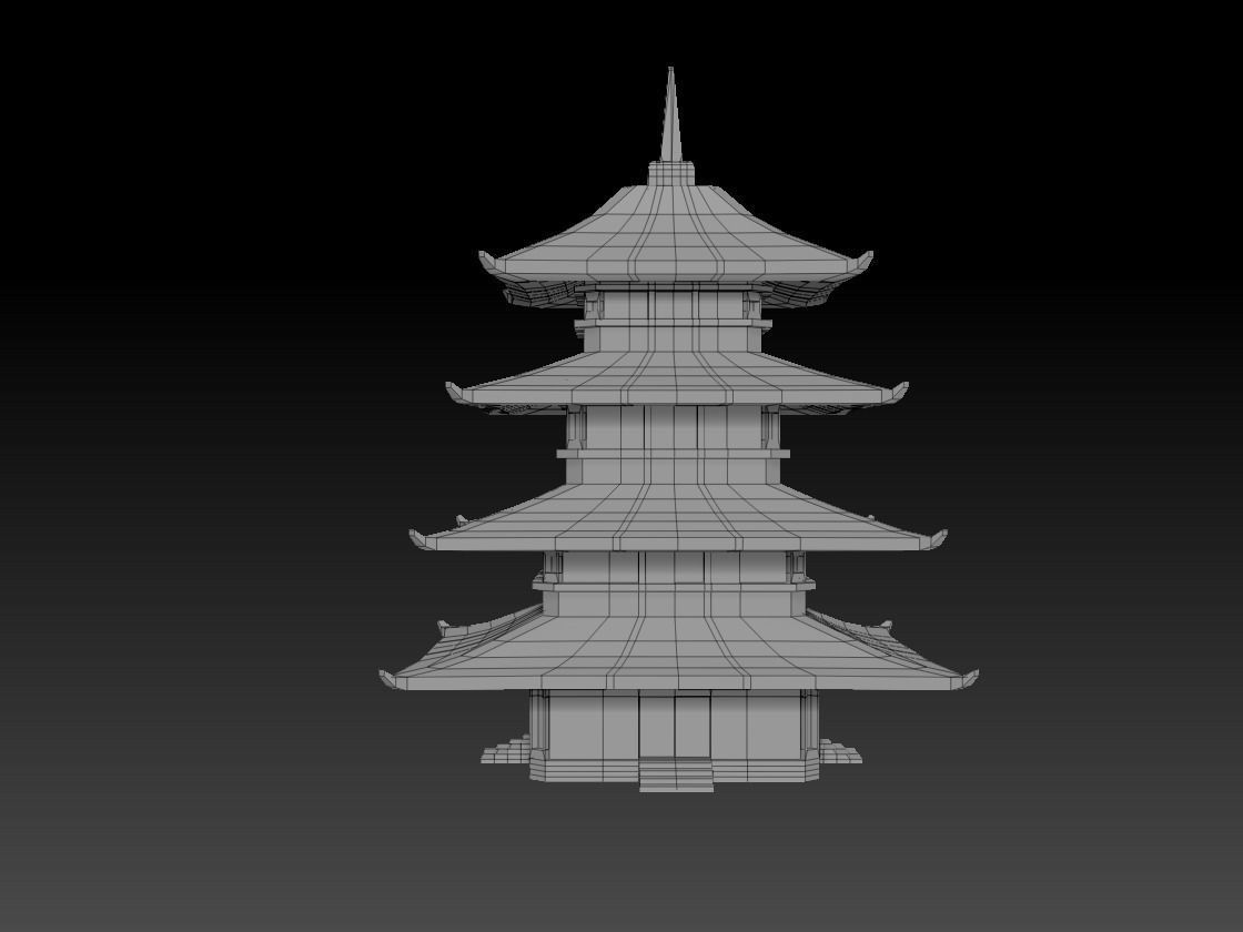 3D Pagoda Model with 4k textures Low-poly 3D model_10