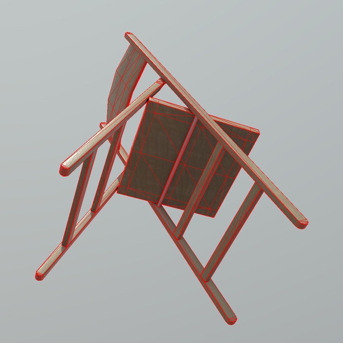 Folding Chair Low-poly 3D model_10