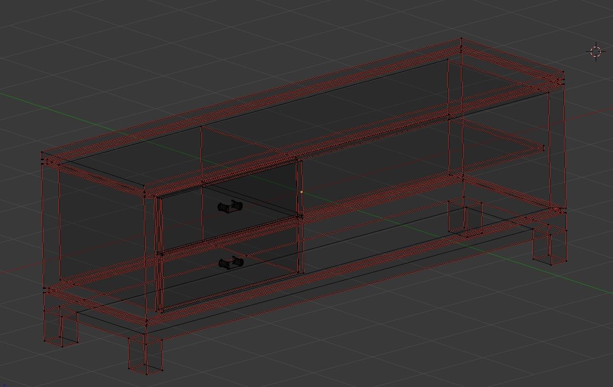 Wooden TV stand Low-poly 3D model_4