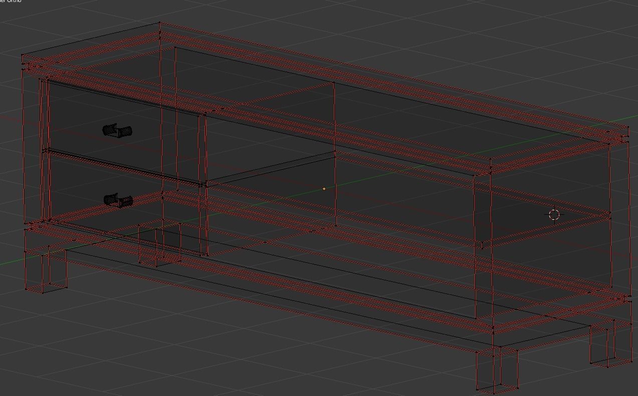 Wooden TV stand Low-poly 3D model_5