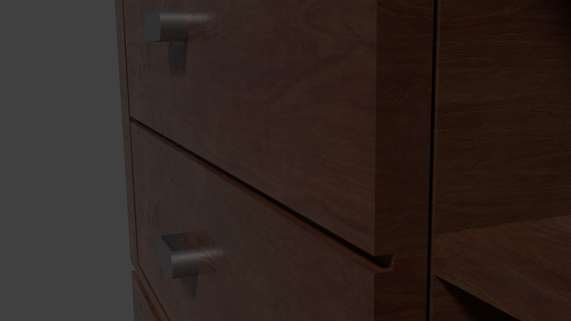 Wooden TV stand Low-poly 3D model_2