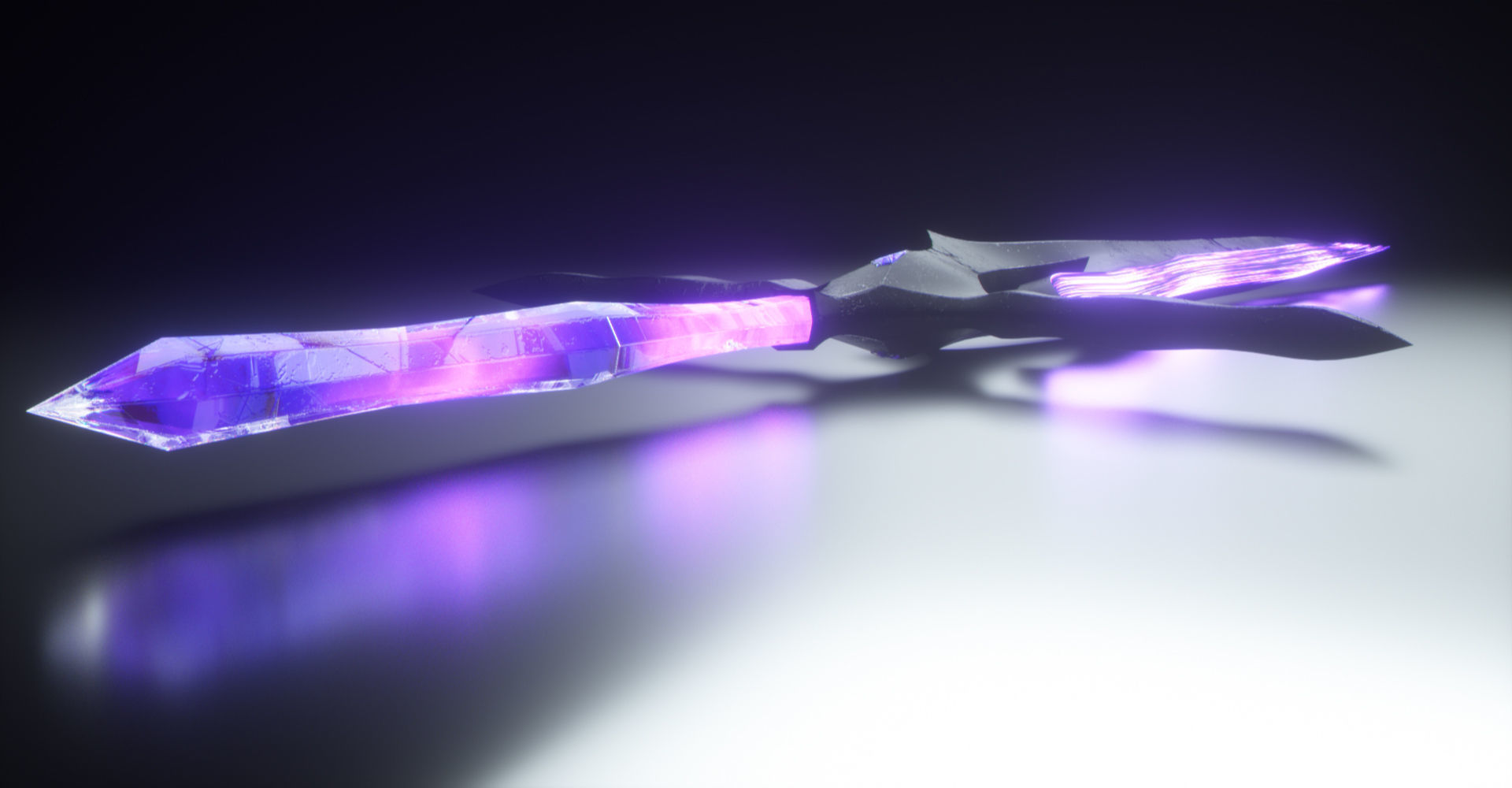 Magical Crystal Sword with Glowing Blade Low-poly 3D model_16