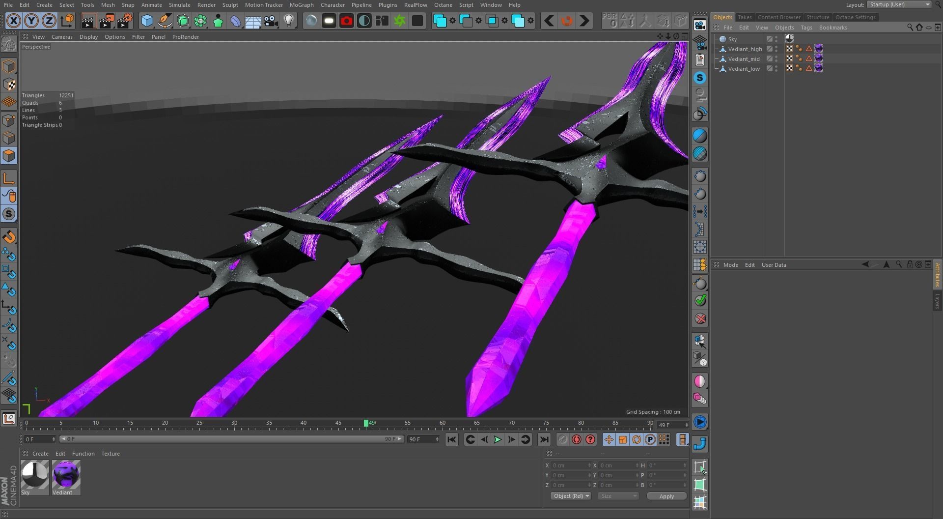 Magical Crystal Sword with Glowing Blade Low-poly 3D model_21