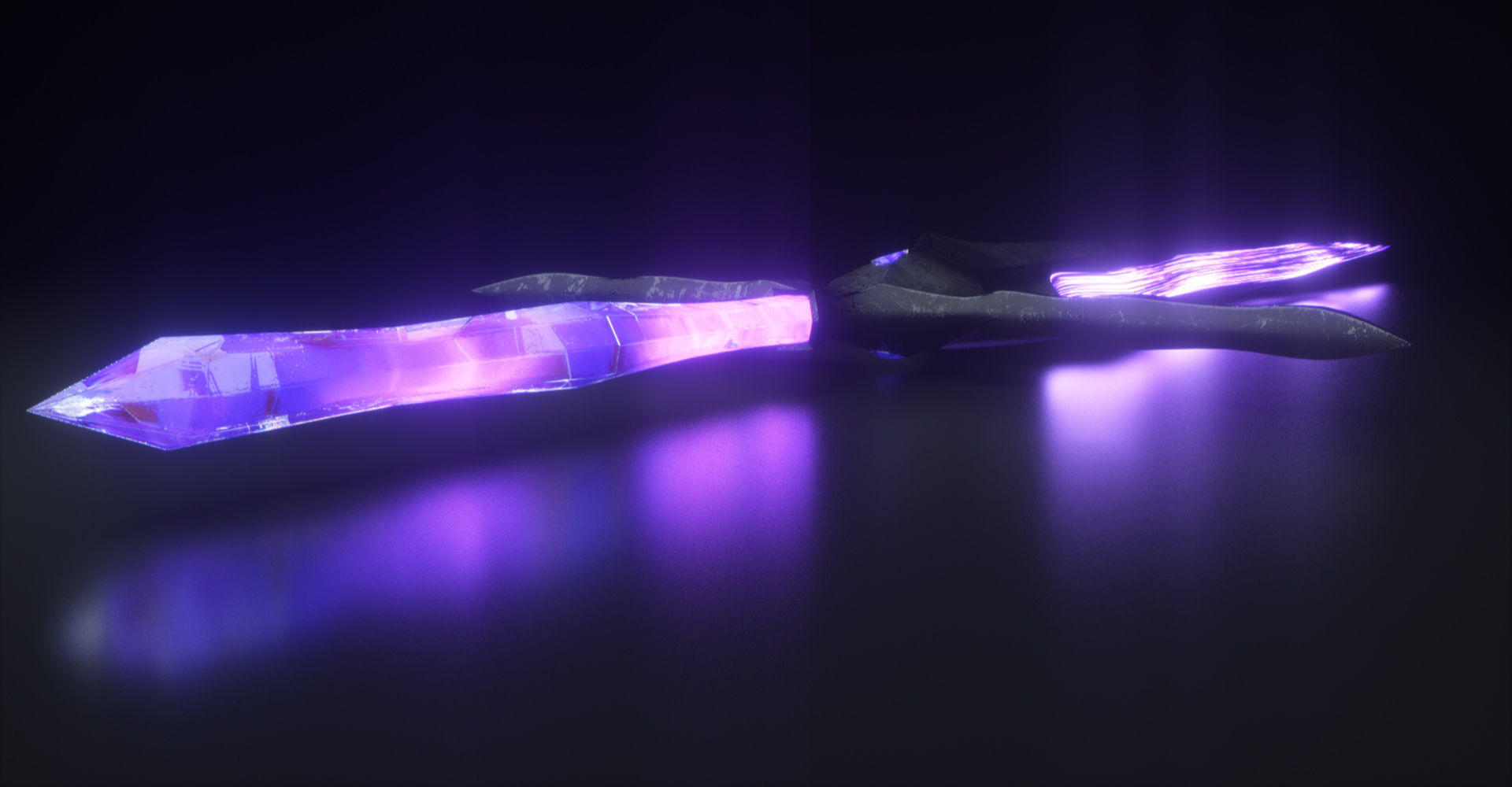 Magical Crystal Sword with Glowing Blade Low-poly 3D model_15
